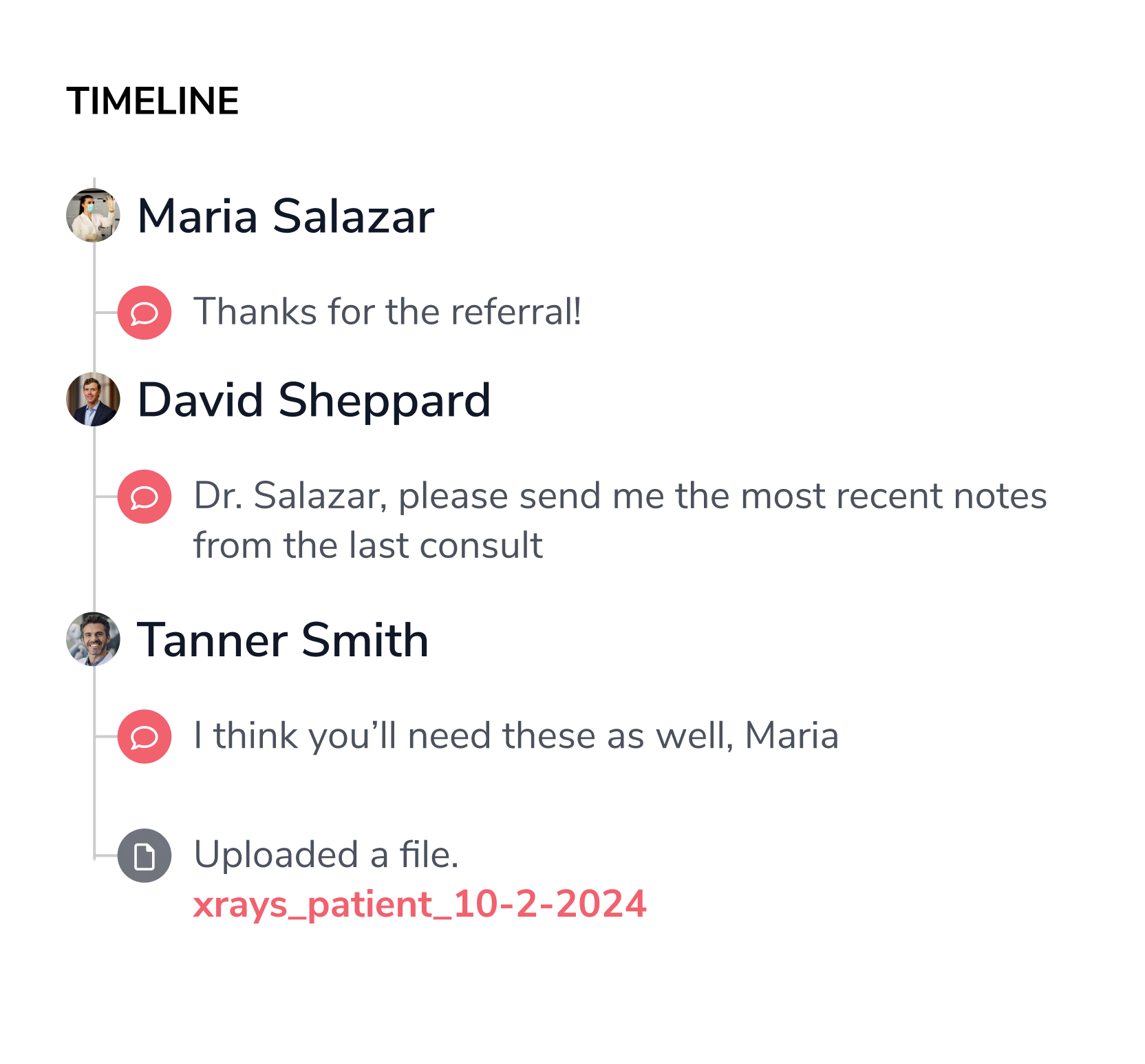 Timeline conversation UI